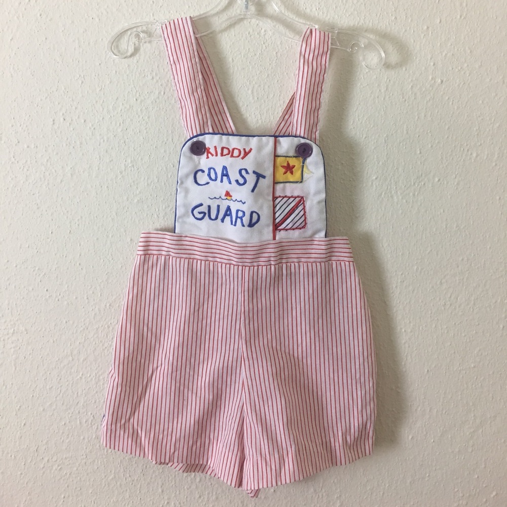 Vintage Red & White Pinstriped Coast Guard Romper